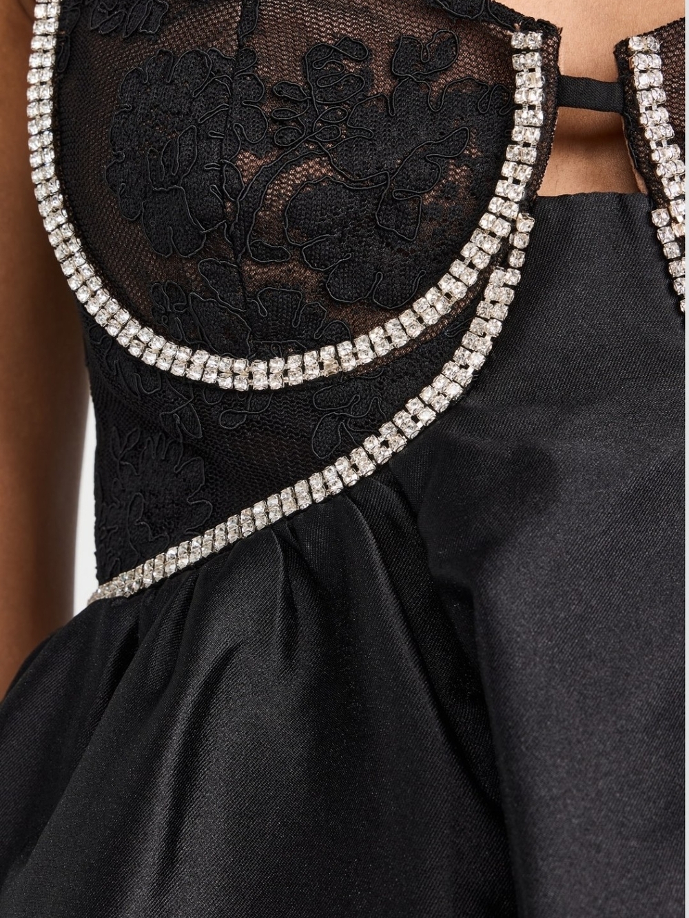 Self Portrait Black Taffetta Diamante Mini Dress - Picture 4 of 12